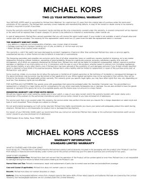 michael kors warranty form.